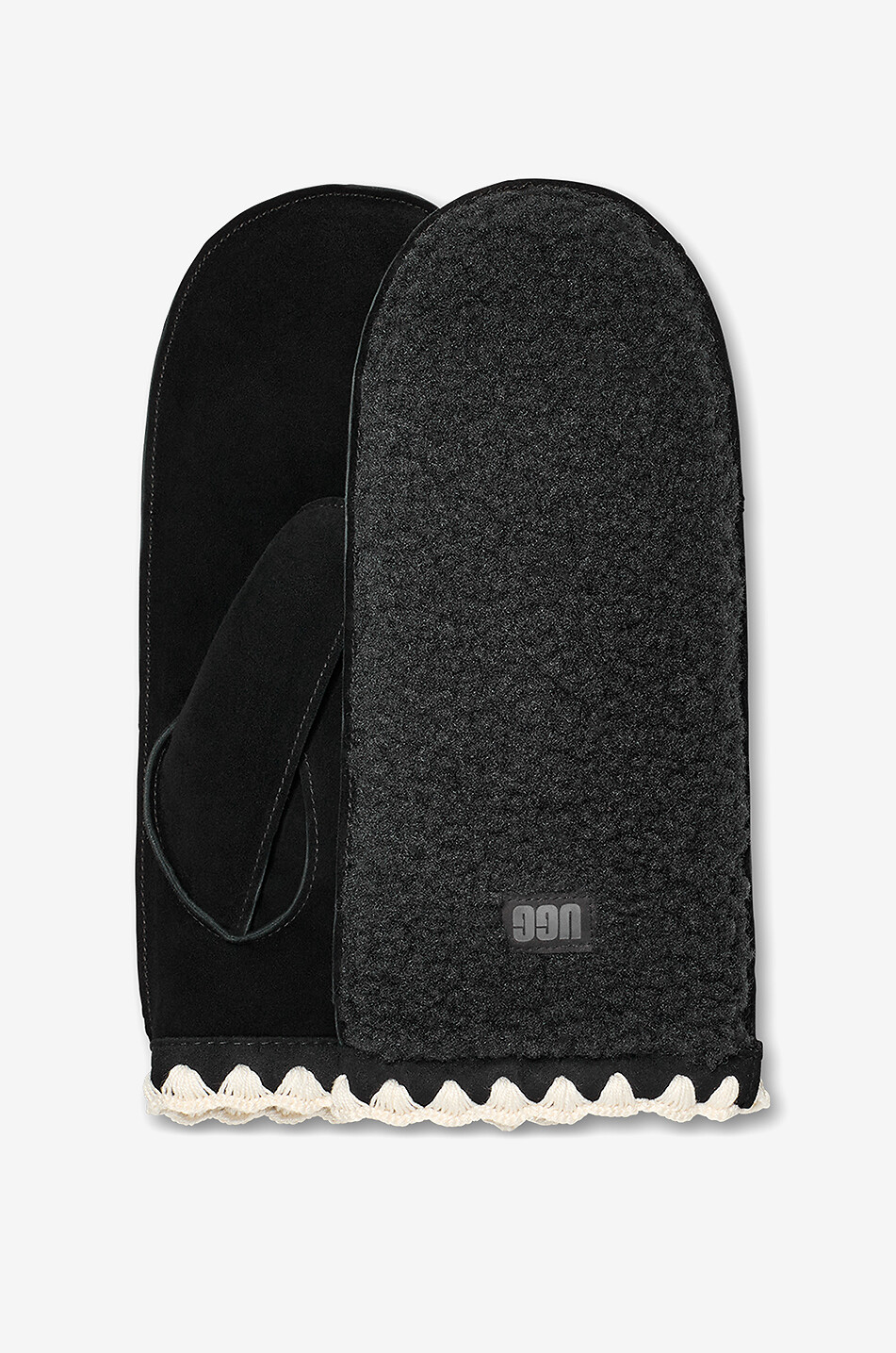 UGG Fäustlinge mit Muschelsaum aus UGGFluff Damen SCHWARZ 1