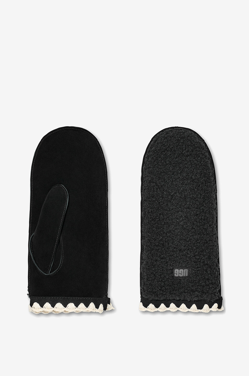 UGG Fäustlinge mit Muschelsaum aus UGGFluff Damen SCHWARZ 2