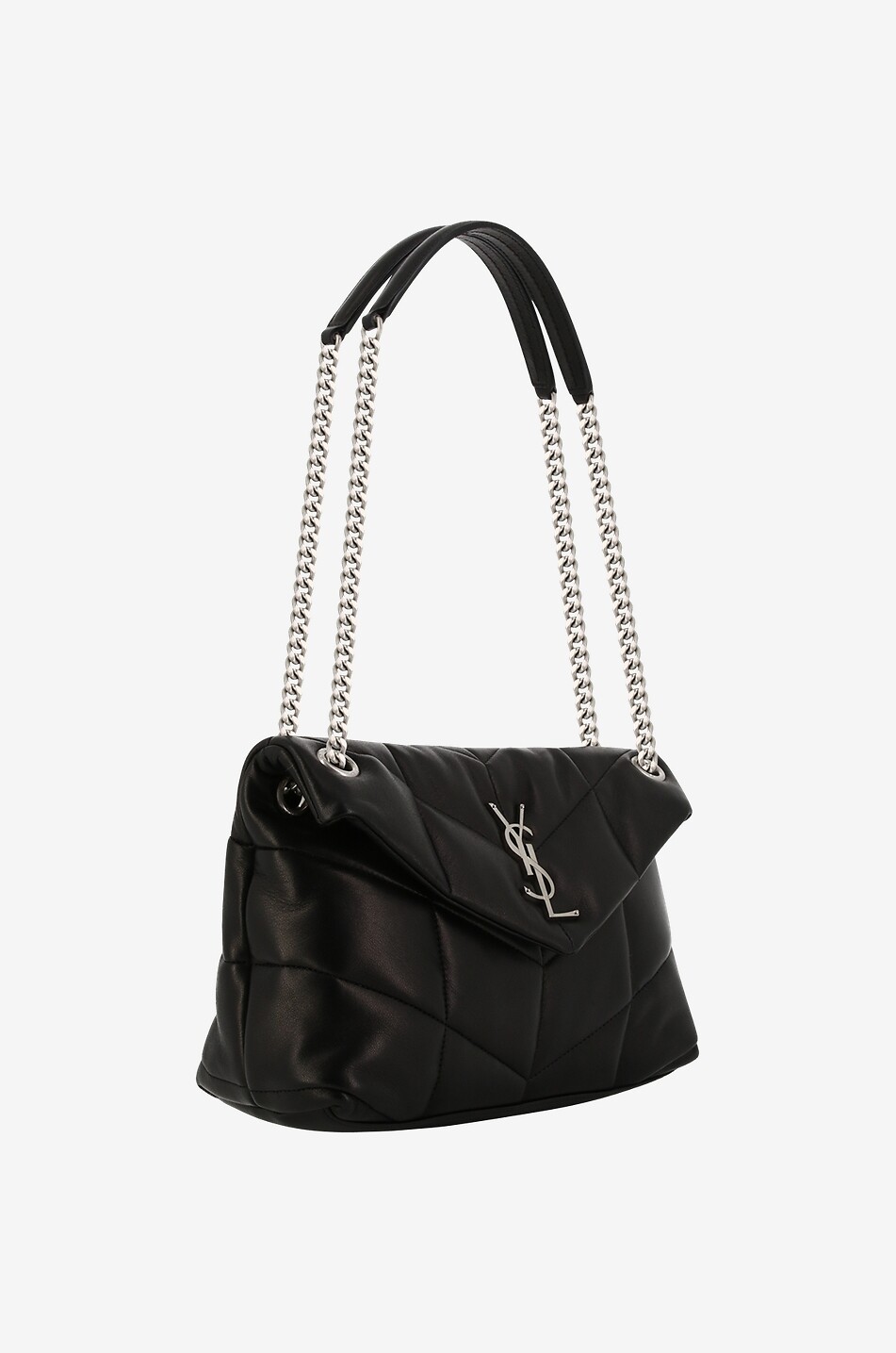 SAINT LAURENT PARIS Sac porté épaule en cuir nappa matelassé Loulou Puffer Small Femme NOIR 2