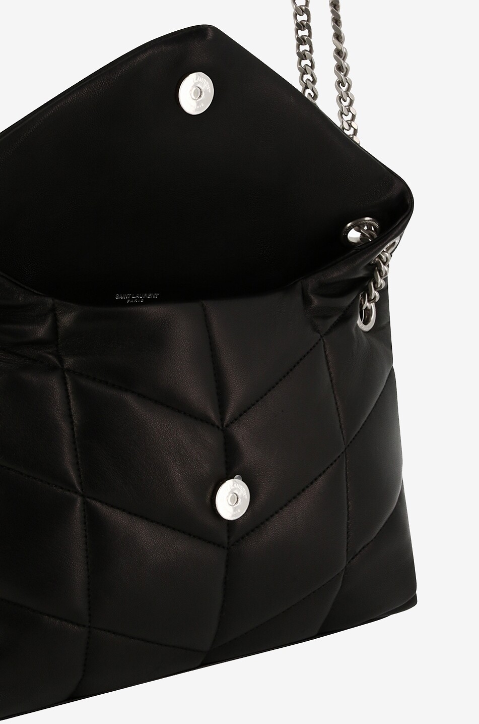 SAINT LAURENT PARIS Sac porté épaule en cuir nappa matelassé Loulou Puffer Small Femme NOIR 5