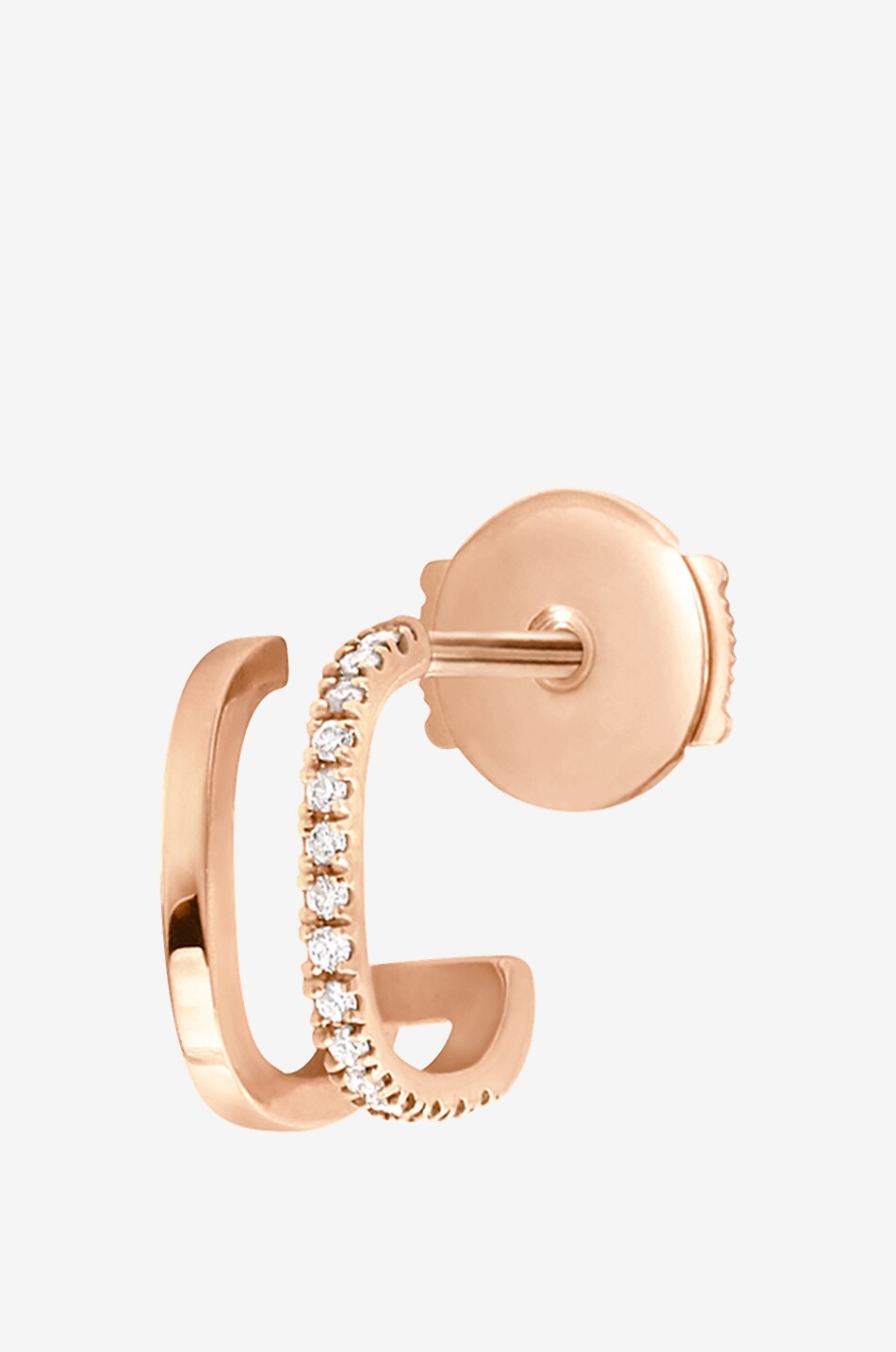 Boucle d'oreille droite en or rose et diamants Charlie