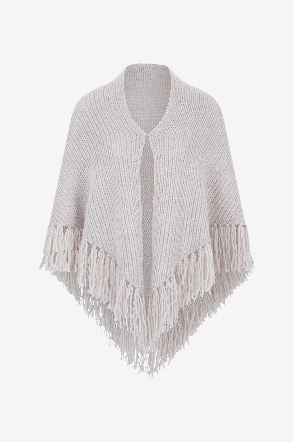 Triangular glittering cashmere and silk fringed scarf