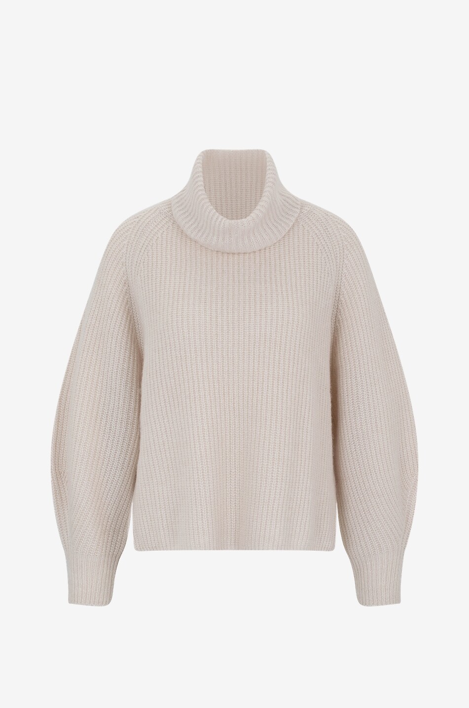 Pull boxy côtelé à col roulé en cashemire et soie