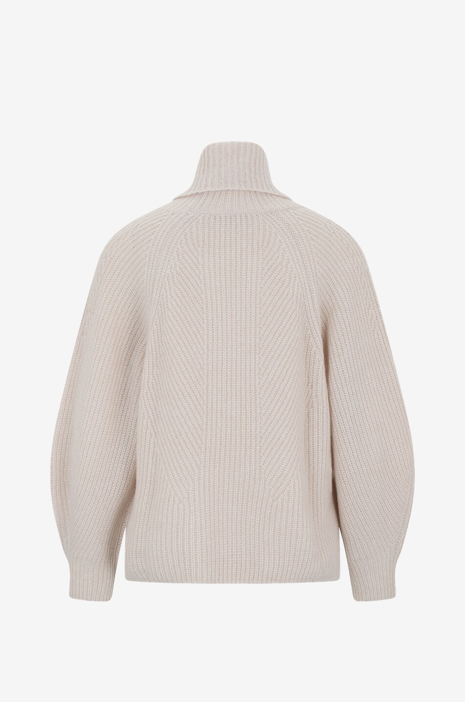 Pull boxy côtelé à col roulé en cashemire et soie