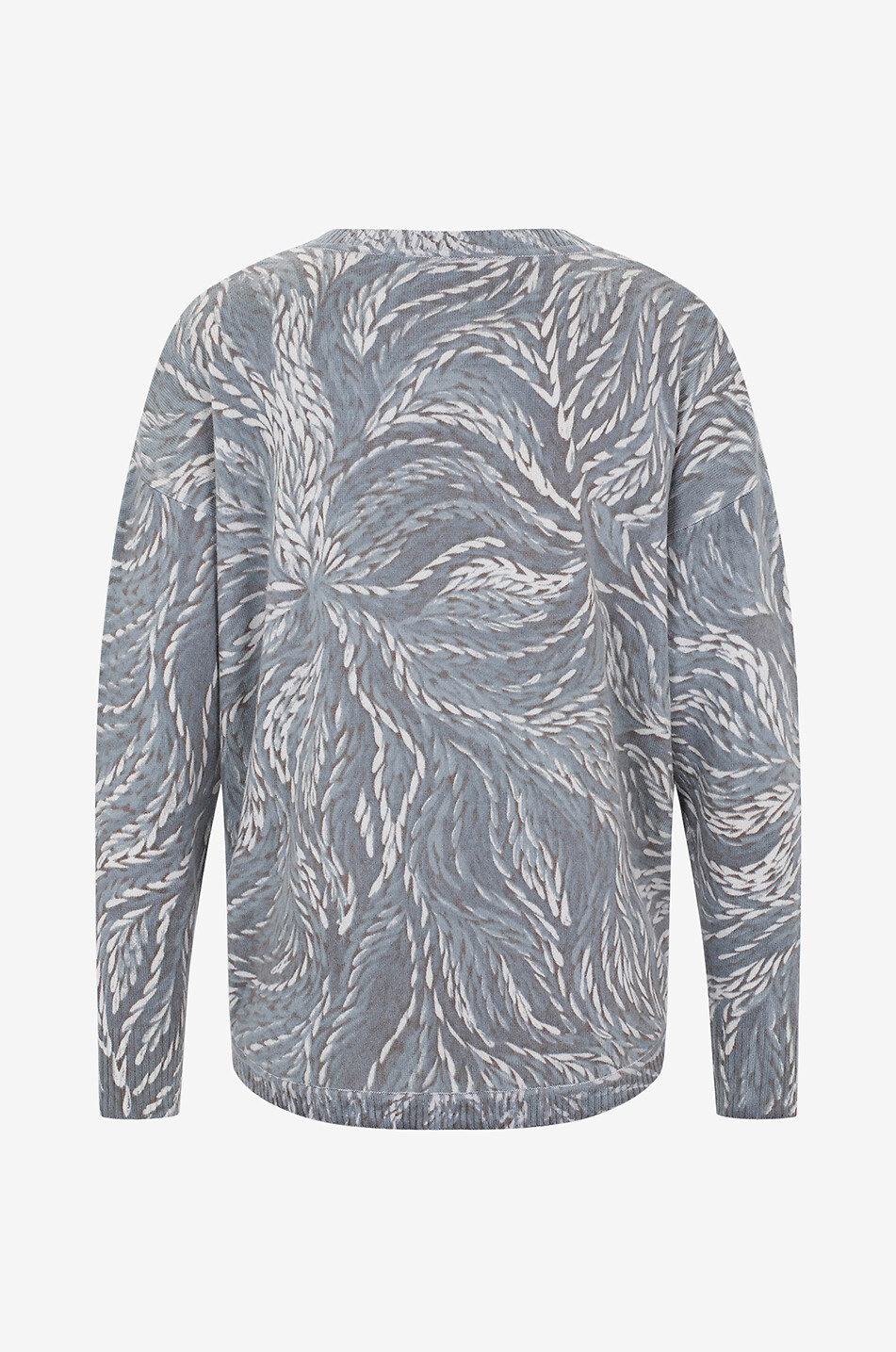 Bedruckter Kaschmirpullover mit abgerundeten Säumen