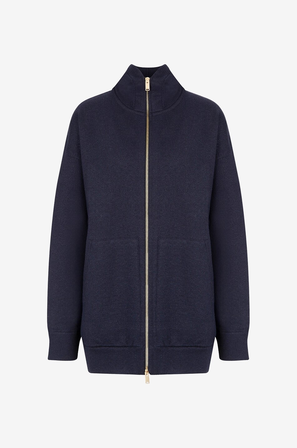 Oversize-Kapuzencardigan mit Reissverschluss im Lurex-Strick