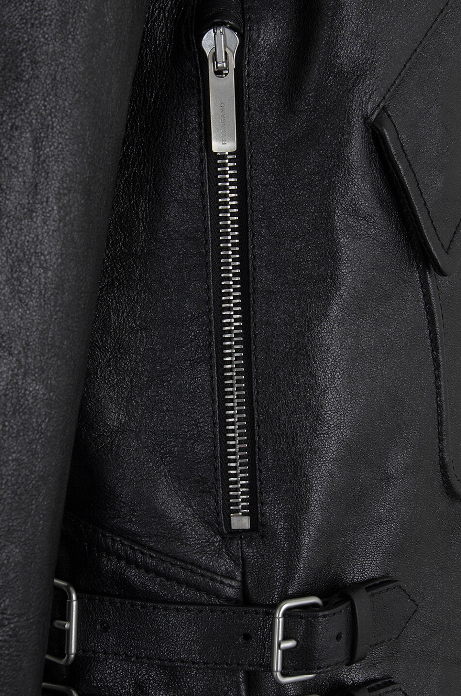 SALVATORE FERRAGAMO Nappa leather moto jacket with stand-up collar Women BLACK 3