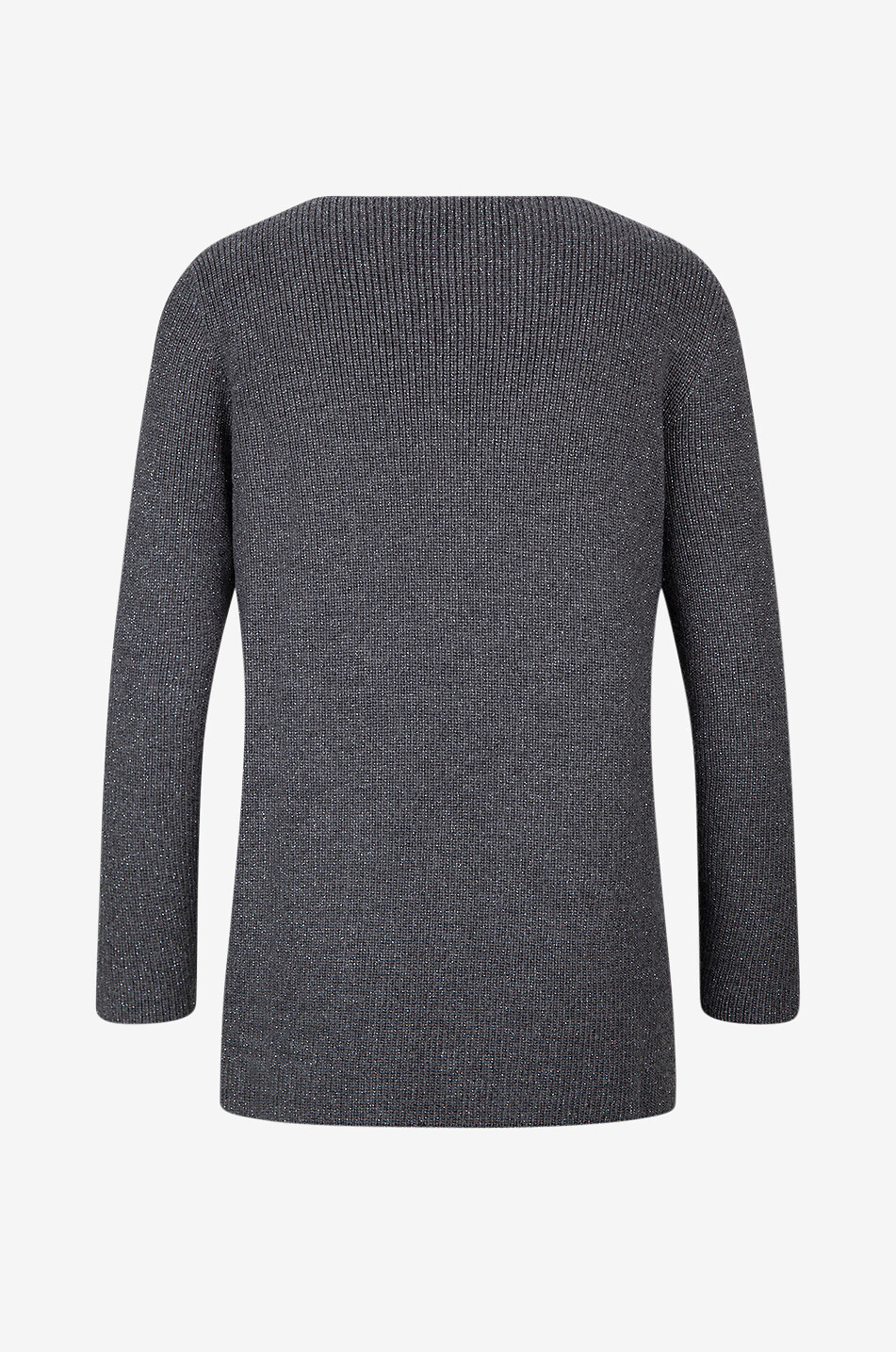FABIANA FILIPPI Pull droit côtelé en laine scintillante à col bateau Femme GRIS FONCÉ 2