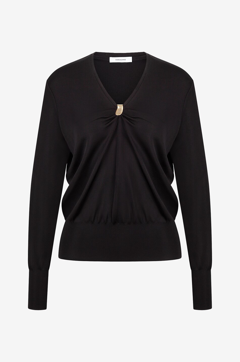 Feiner Pullover mit V-Ausschnitt und Schmuck-Clip