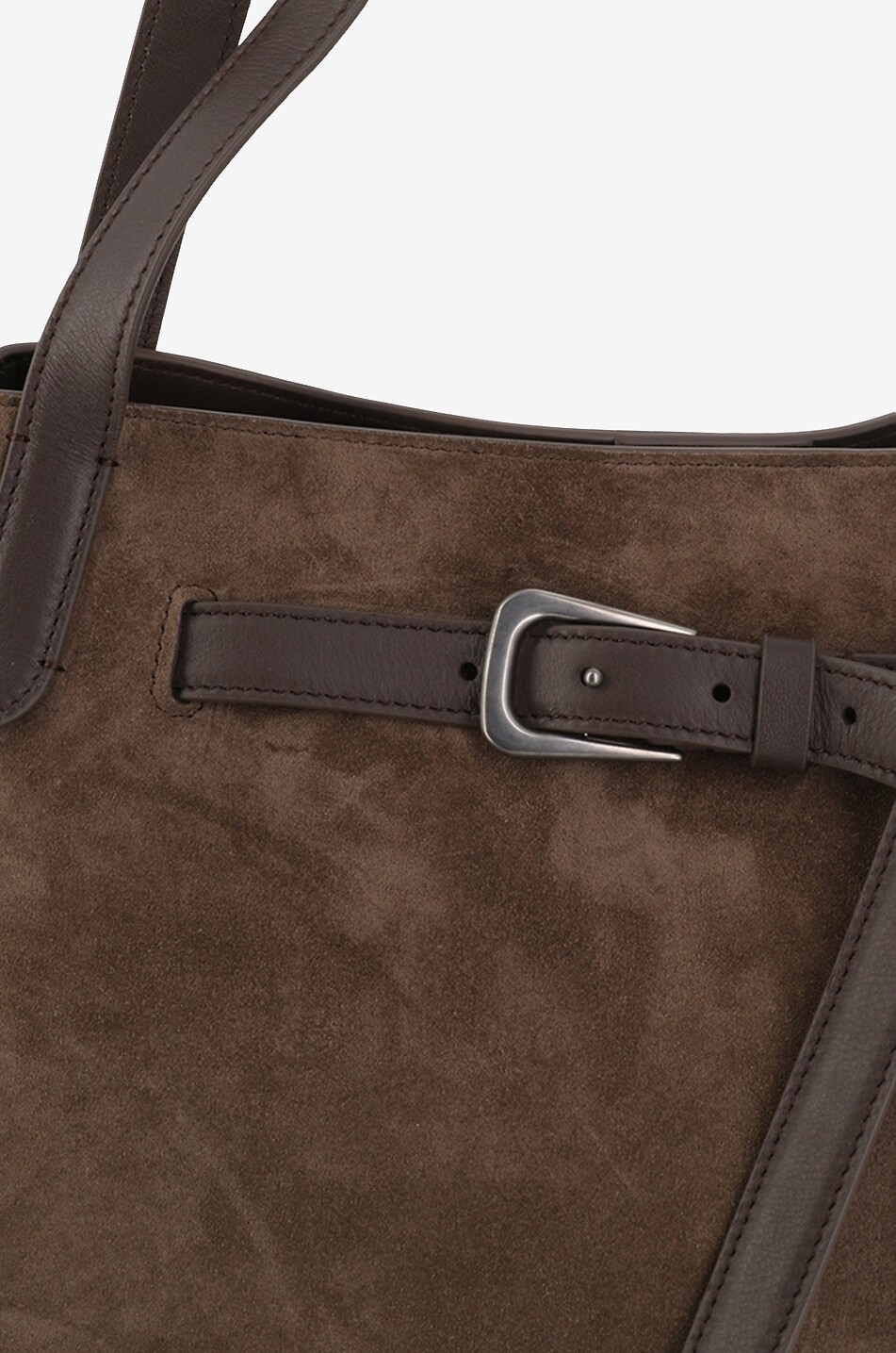 BRUNELLO CUCINELLI Sac seau en daim et cuir détail ceinture Soft Large Femme MARRON FONCÉ 5