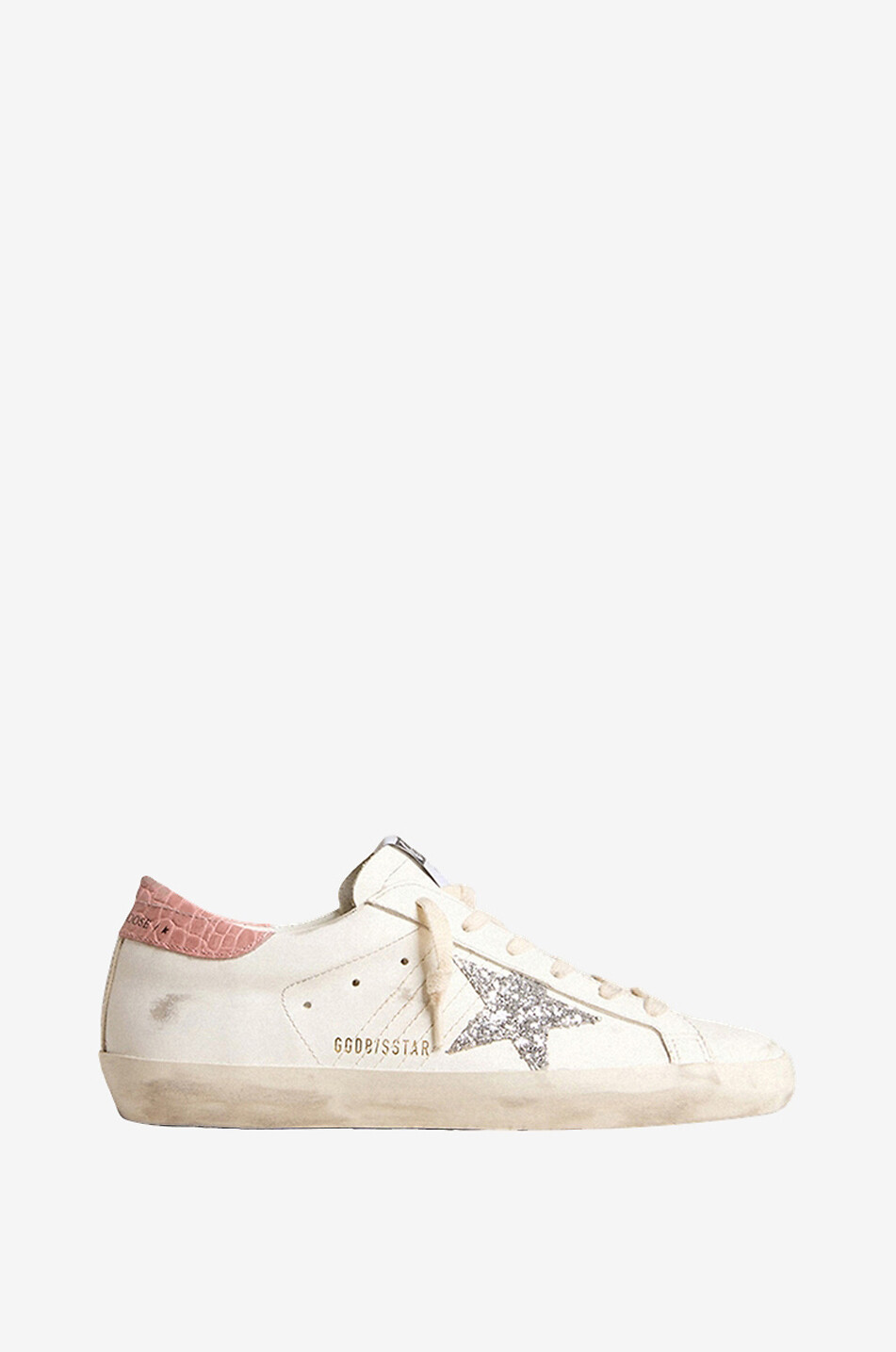 GOLDEN GOOSE Super Star low-top leather and glitter sneakers Women GREY 1