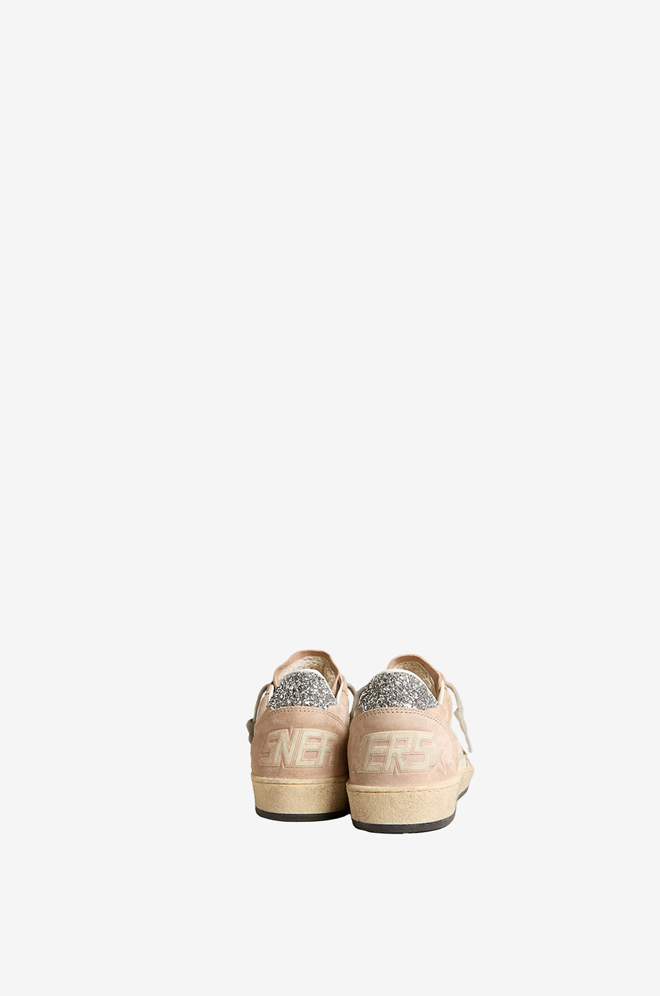 GOLDEN GOOSE Niedrige Leder- und Wildledersneakers mit Glitter Ballstar Damen [akeneo-beigefonce] 3