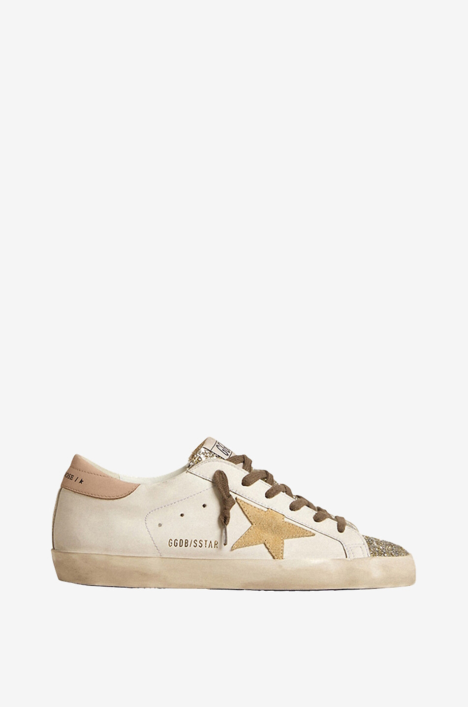 GOLDEN GOOSE Kunstleder-Sneakers mit Glitter Super Star Bio Based Damen GELB 1