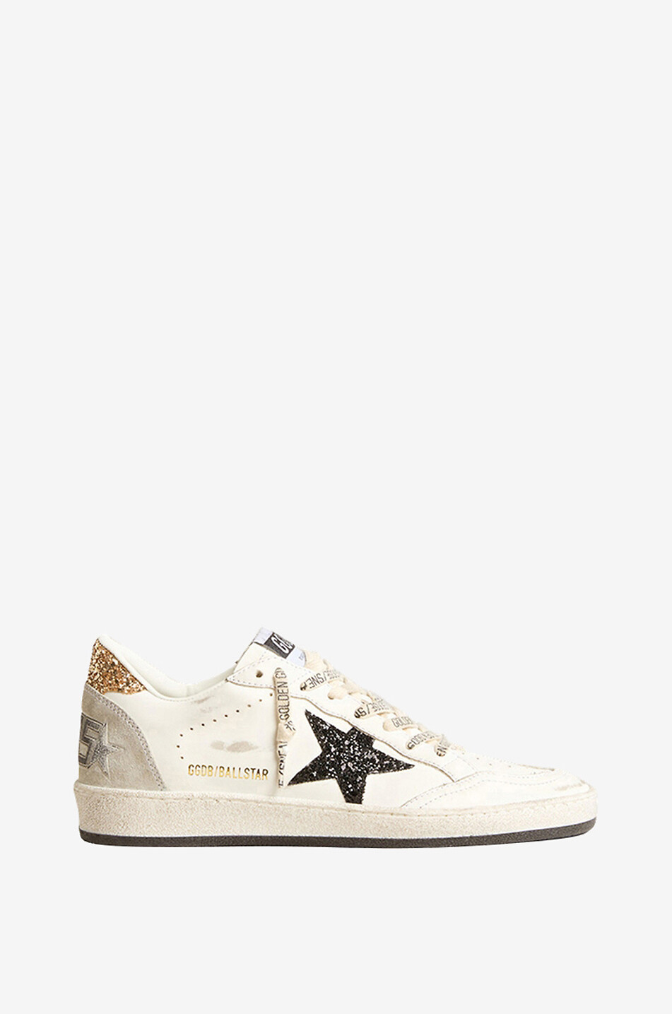 GOLDEN GOOSE Baskets basses en cuir à paillettes Ballstar Femme NOIR 1