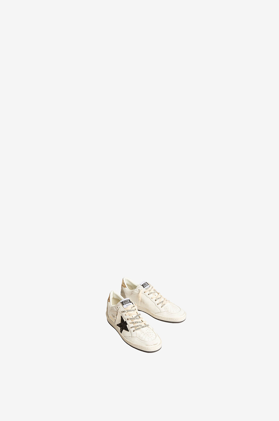 GOLDEN GOOSE Baskets basses en cuir à paillettes Ballstar Femme NOIR 2