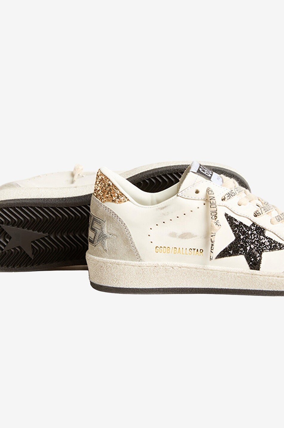 GOLDEN GOOSE Baskets basses en cuir à paillettes Ballstar Femme NOIR 4