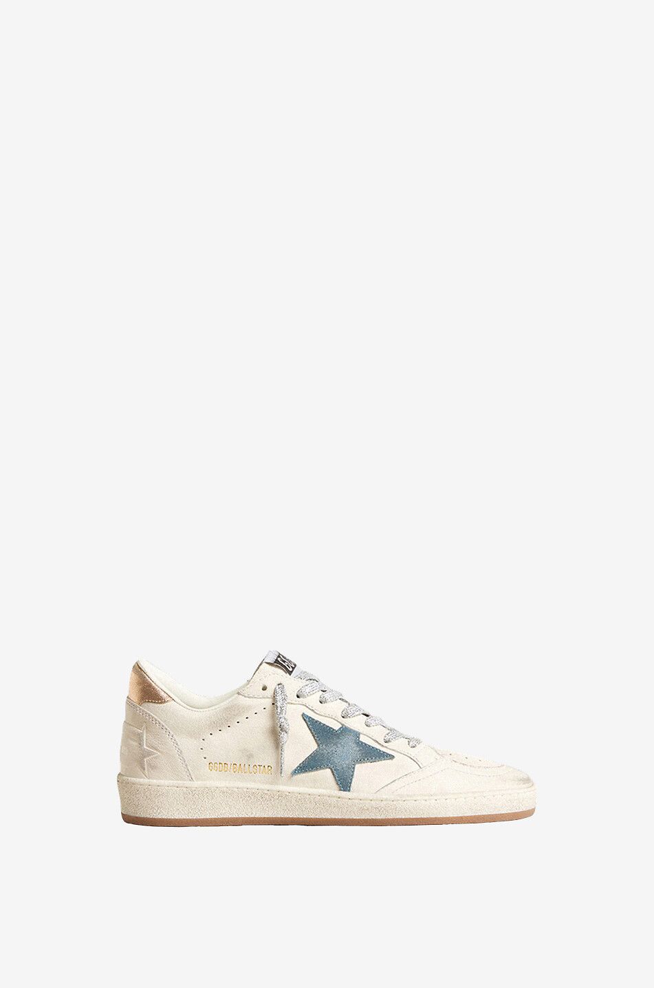 GOLDEN GOOSE Baskets basses en cuir nappa et cuir métallisé Ballstar Femme BLEU 1