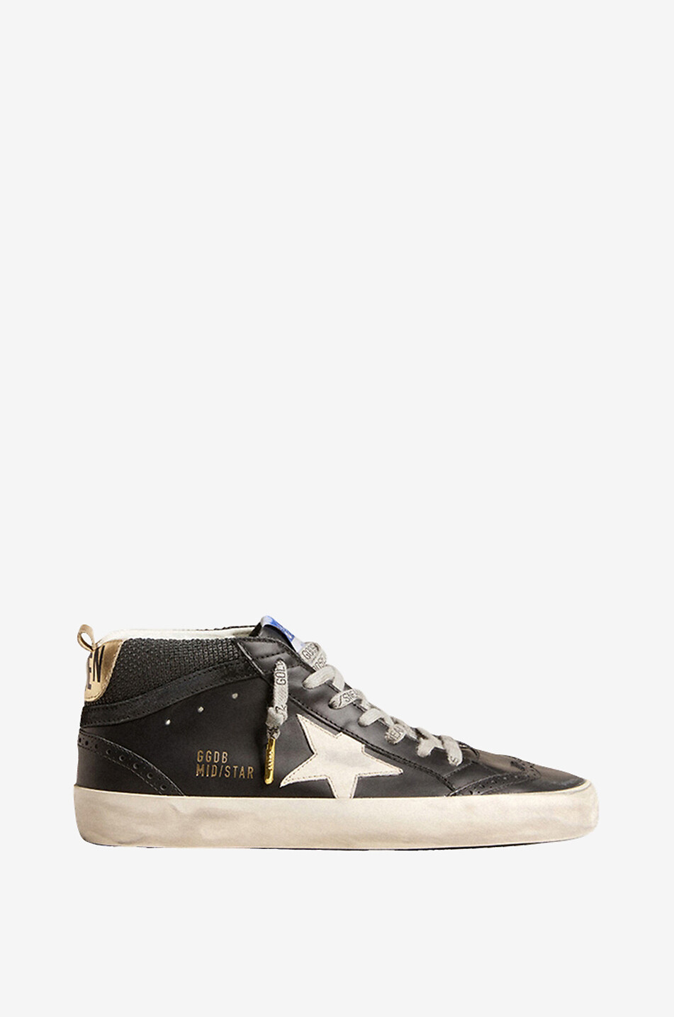 GOLDEN GOOSE Mid-Star mid-top leather and fabric sneakers Women BLACK 1