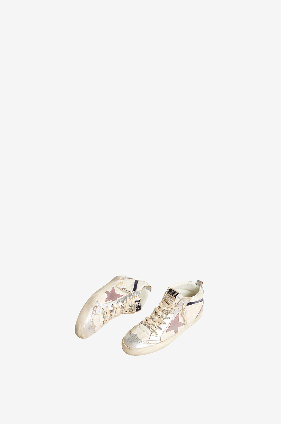 GOLDEN GOOSE Mid-Star mid-top nappa leather and metallic leather sneakers Women LIGHT PURPLE 2