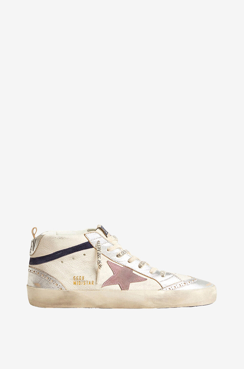 Mid-Star mid-top nappa leather and metallic leather sneakers