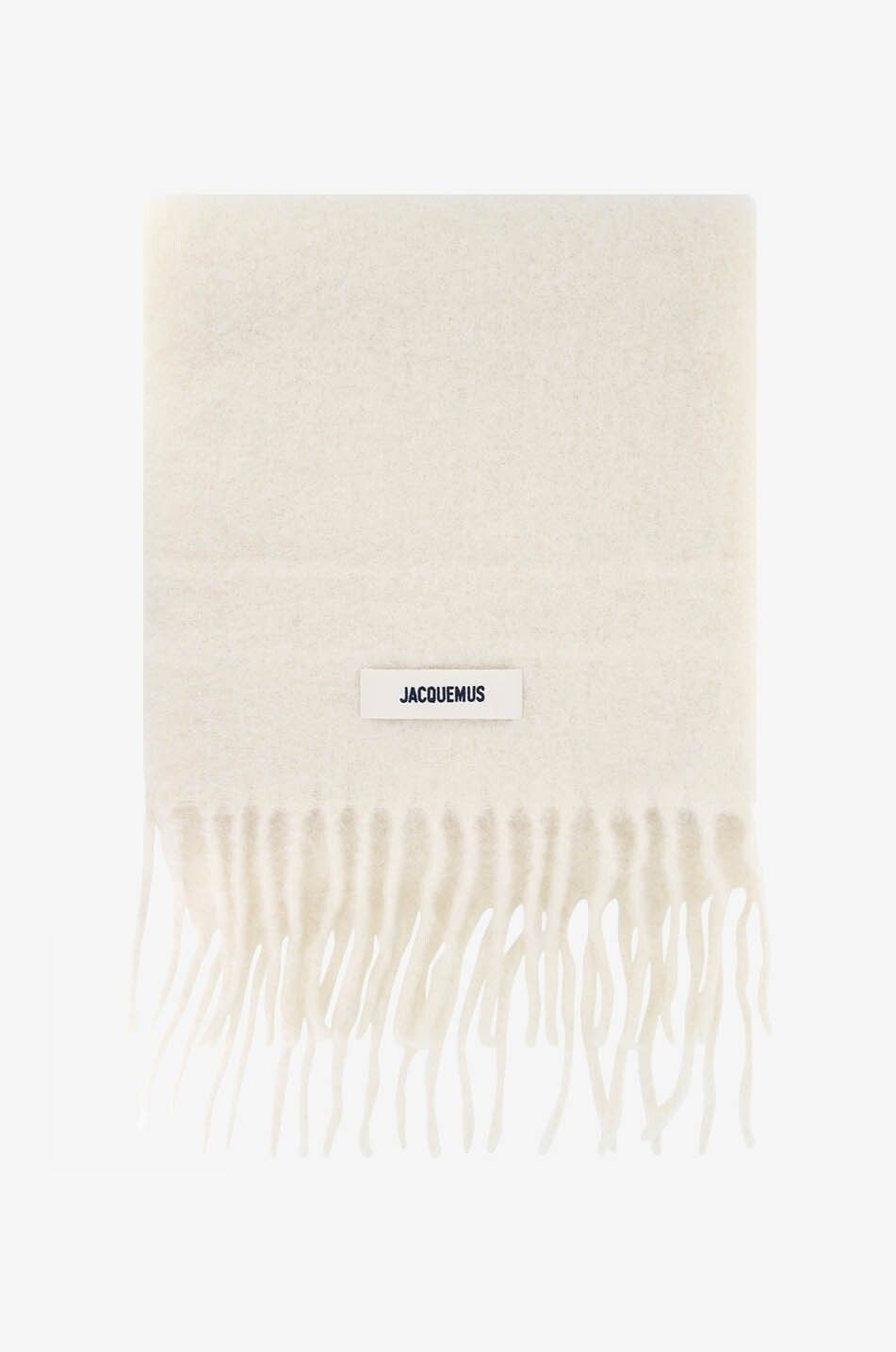 JACQUEMUS Écharpe tissée en alpaga et mohair L'Écharpe Carro Femme BLANC CASSE 1