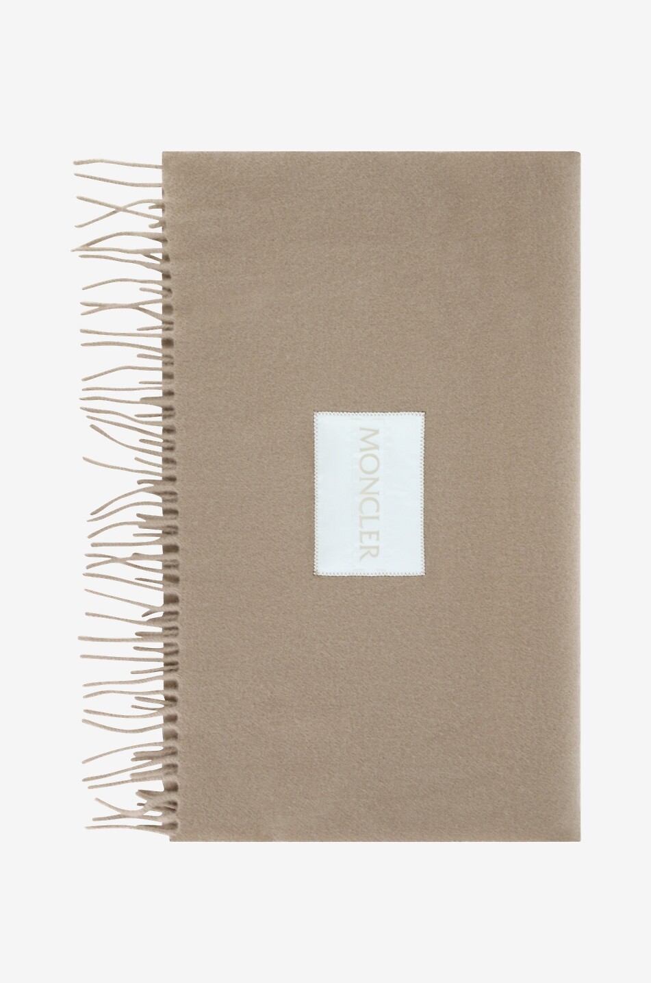 Écharpe tissée en laine à franges et patch logo