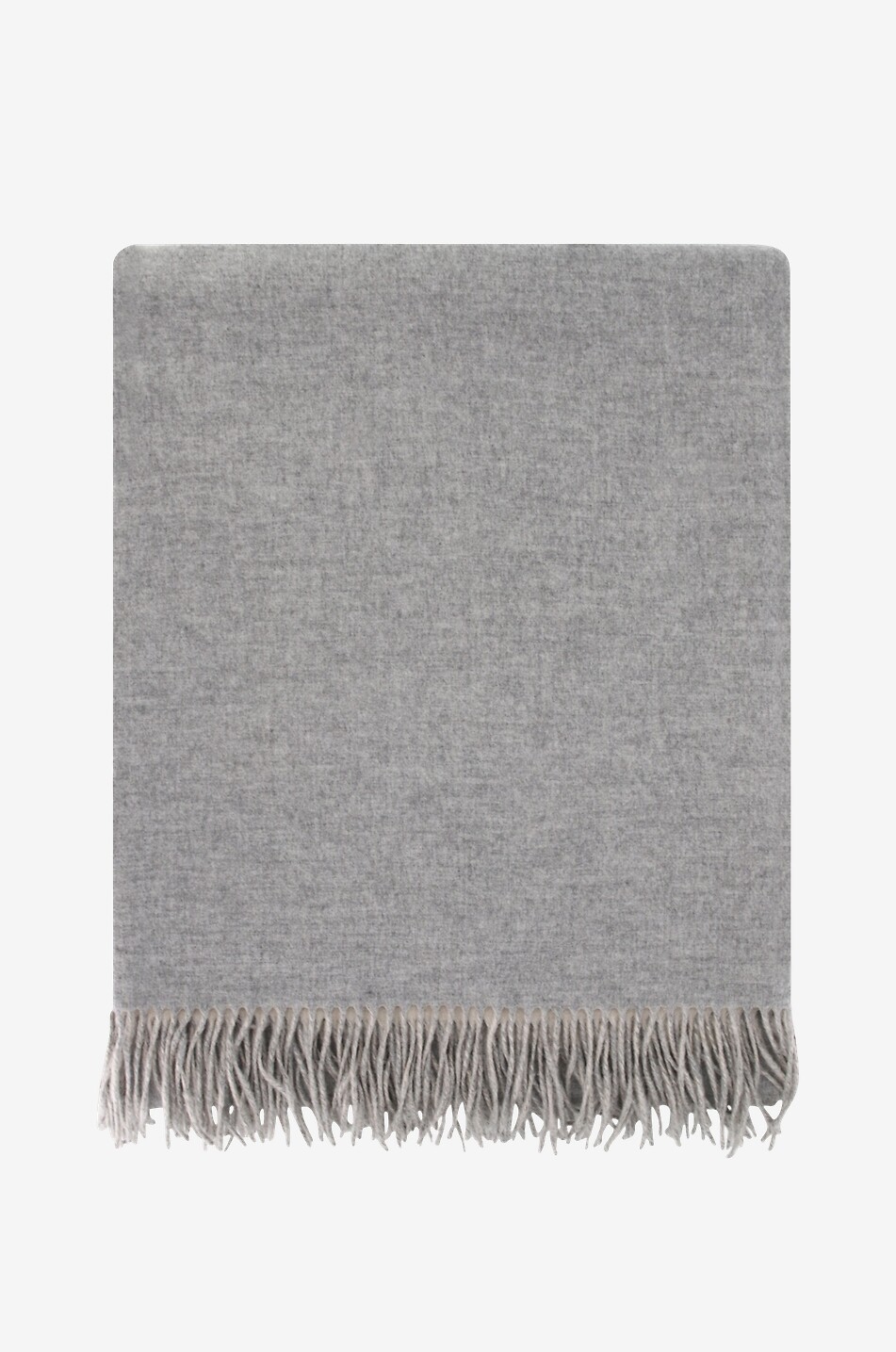 Fringed double cashmere and silk plaid