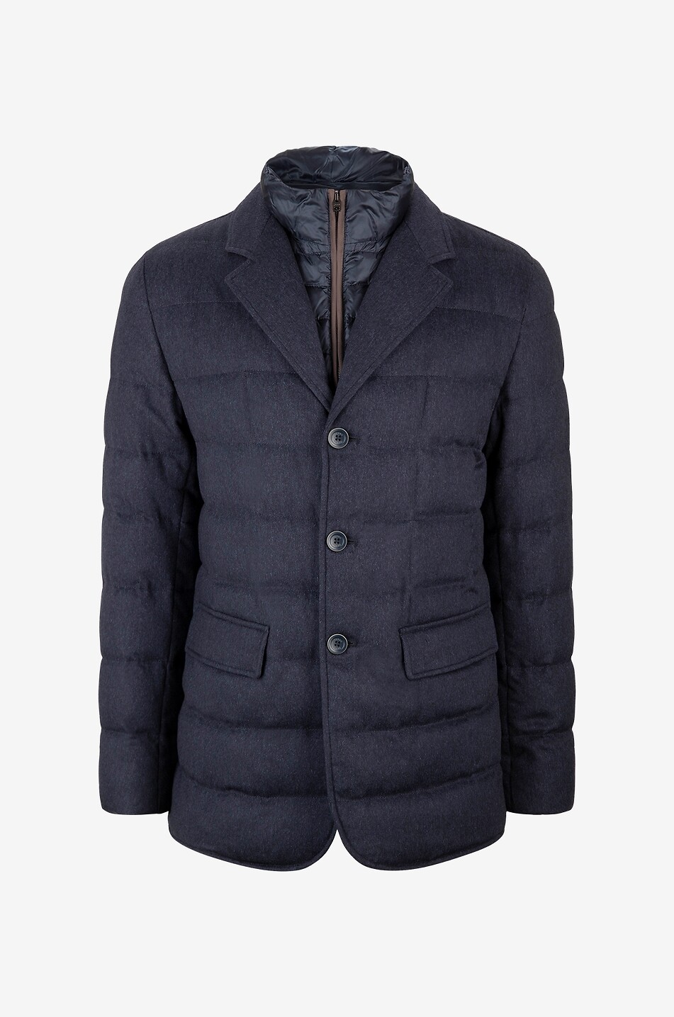 Doudoune esprit blazer en soie et cachemire