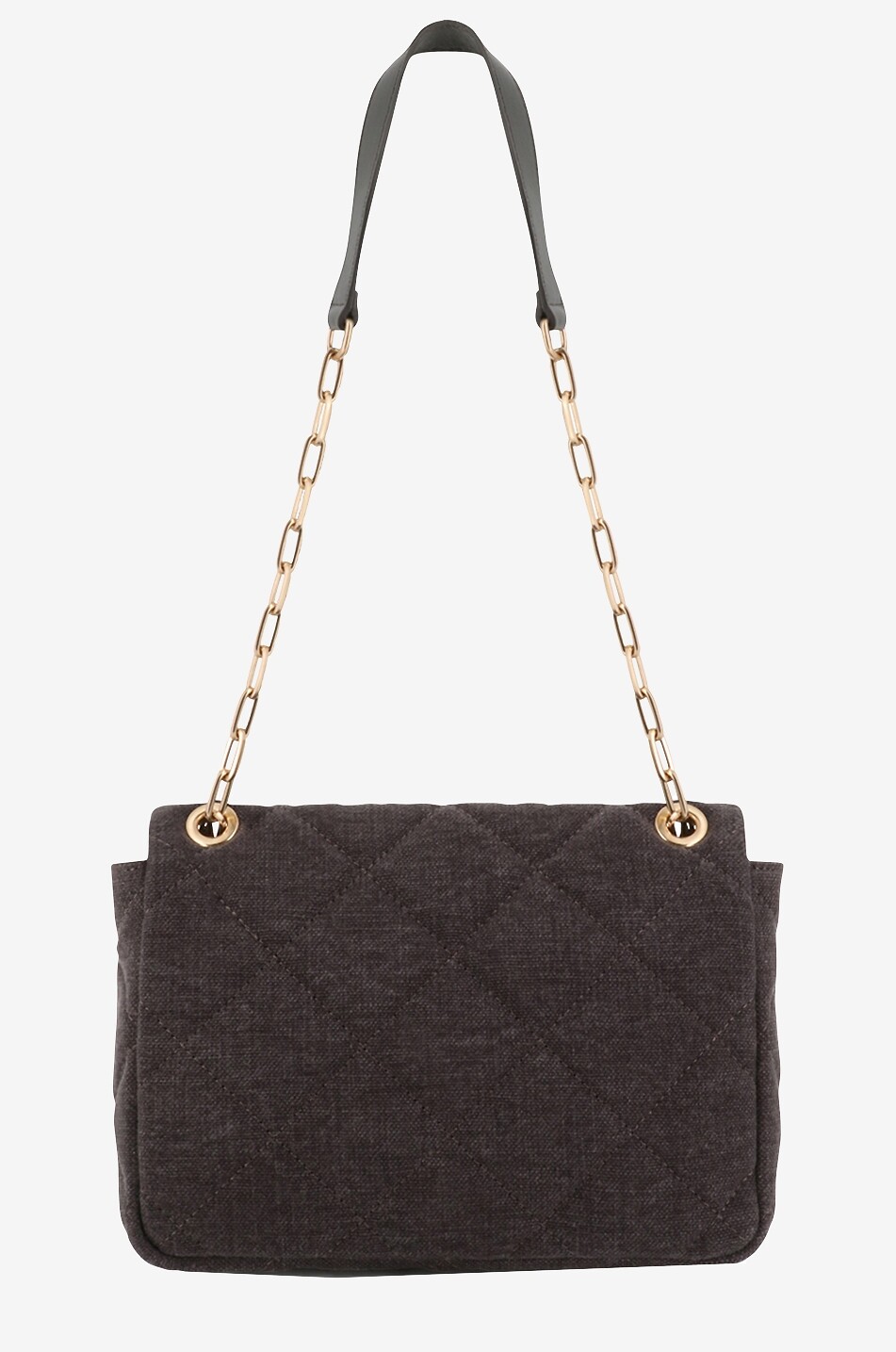 VANESSA BRUNO Moon quilted linen shoulder bag Women DARK GREY 3