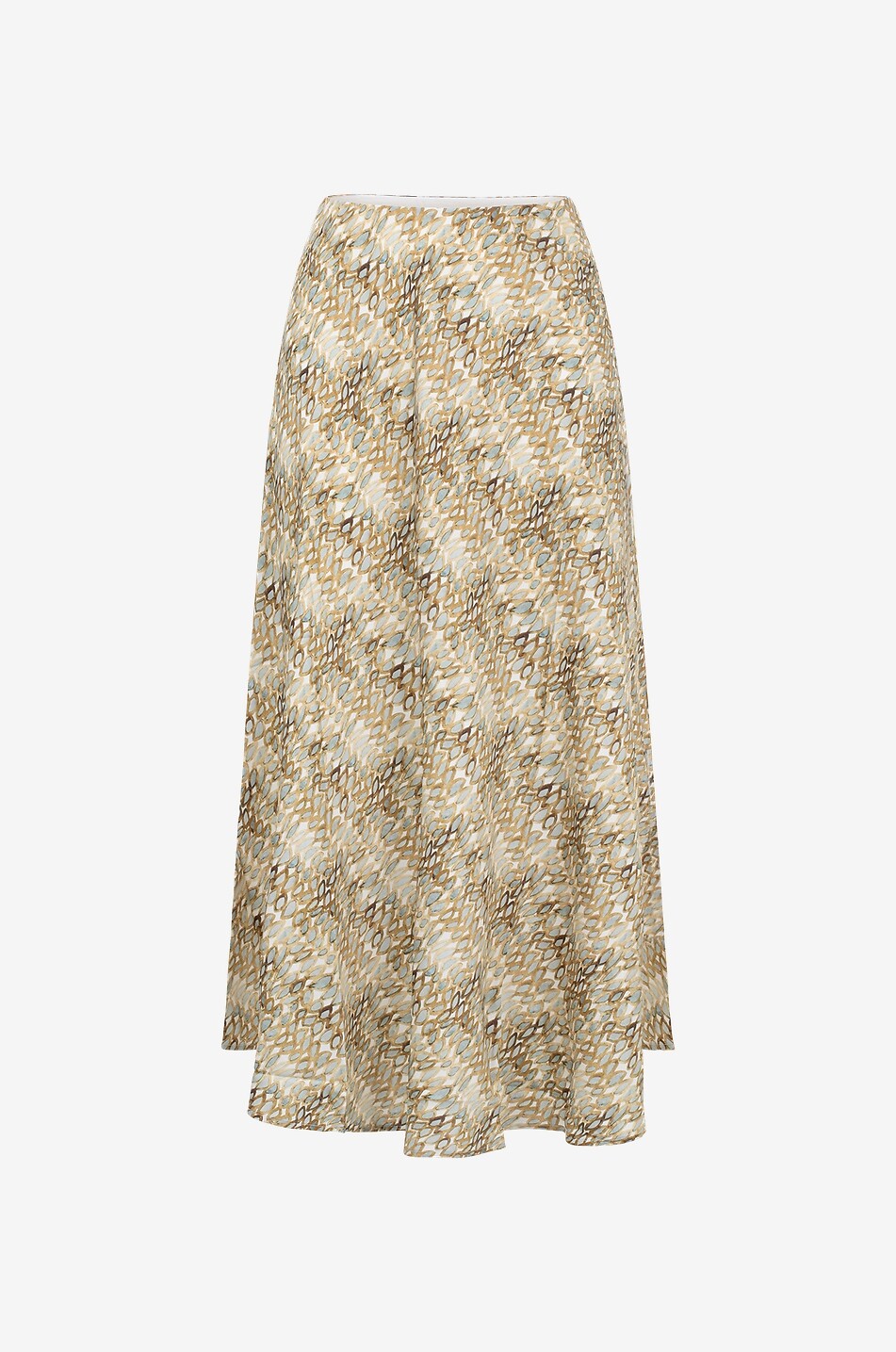 Jupe midi évasée en satin de soie Hanja