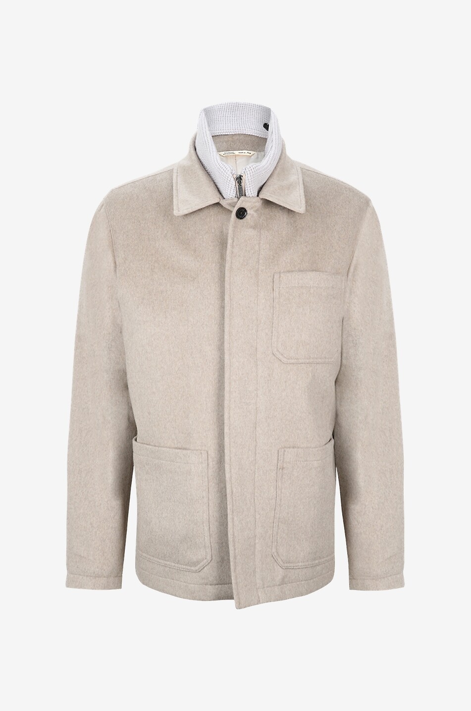 MAURIZIO BALDASSARI Cashmere shirt jacket with knit detailing Men BROWN 1