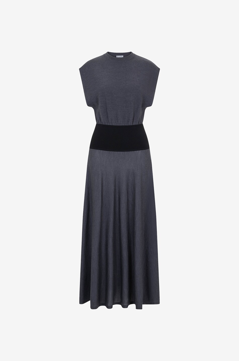 Short-sleeved long superfine knit dress