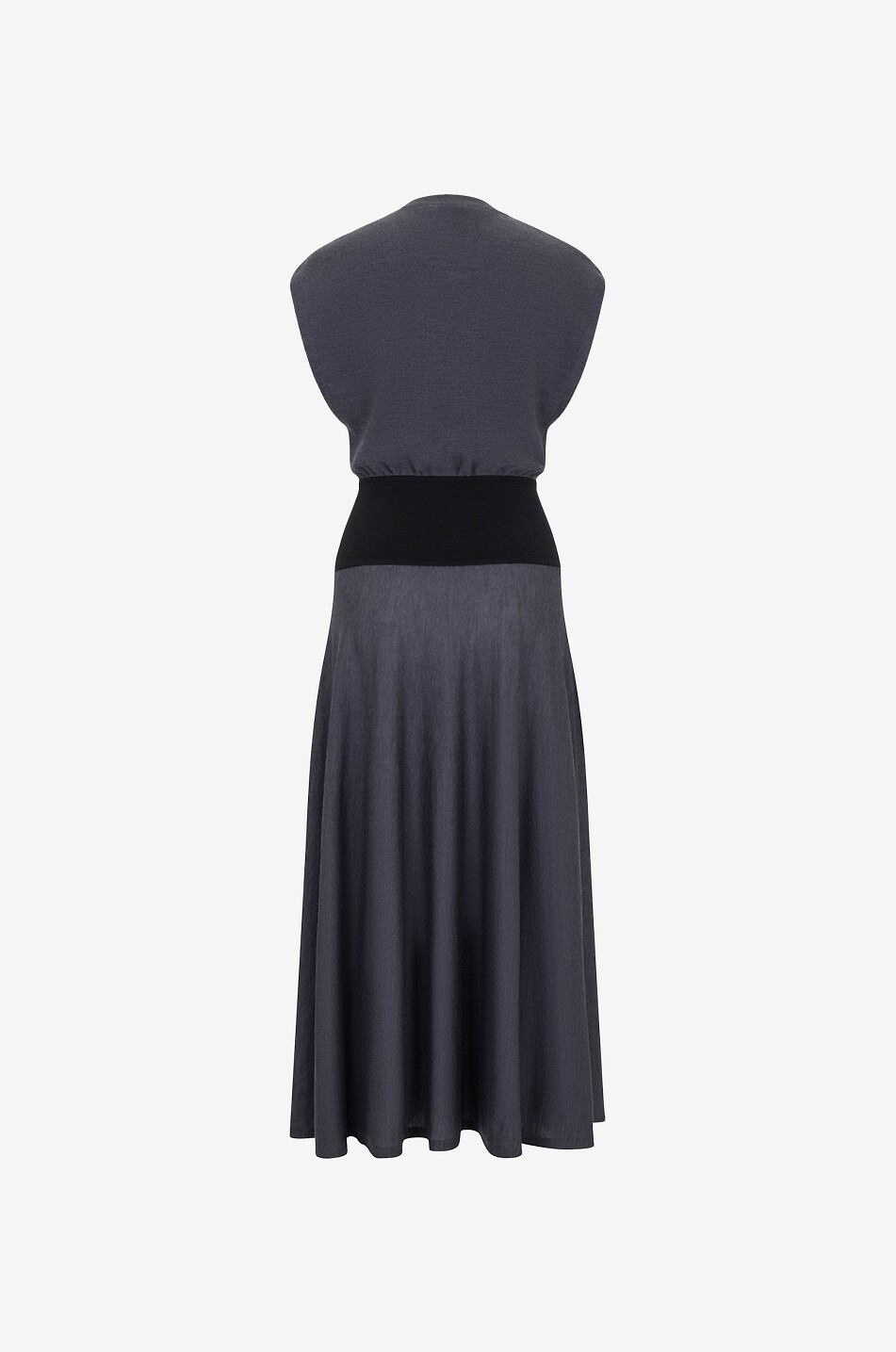 ALAÏA Short-sleeved long superfine knit dress Women DARK GREY 2