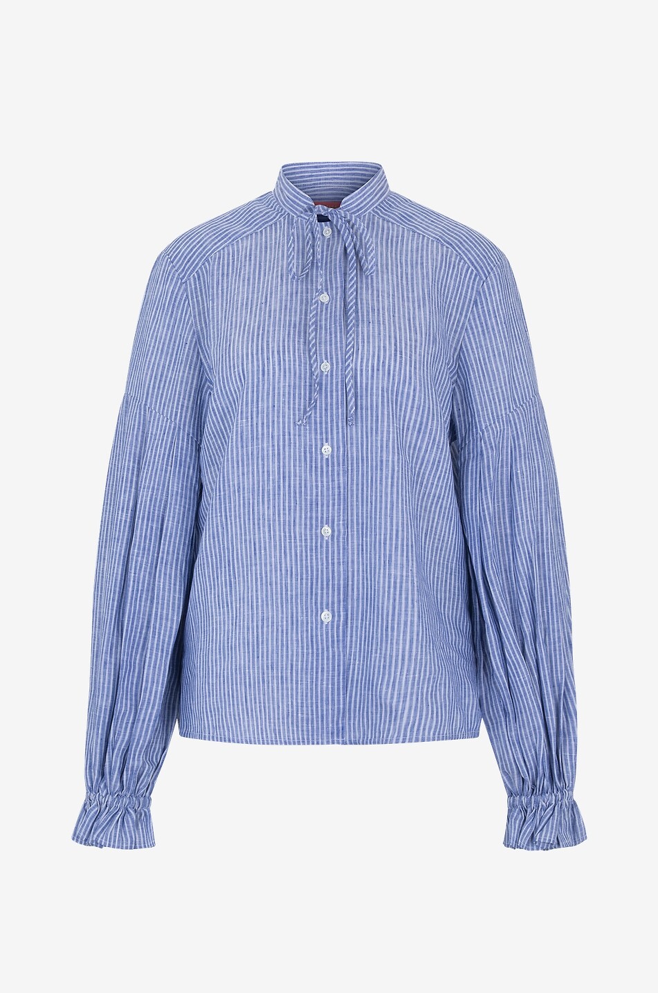 Chemise ample à manches bouffantes en lin rayé Banda Posseidon