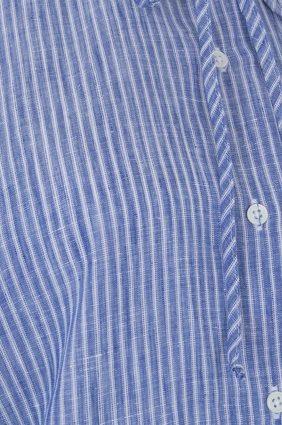 Chemise ample à manches bouffantes en lin rayé Banda Posseidon