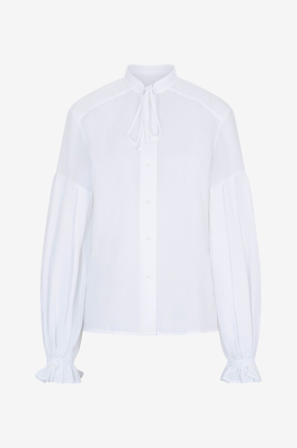 BRITT SISSECK Chemise en seersucker à manches bouffantes Banda Crinkle Femme BLANC 1