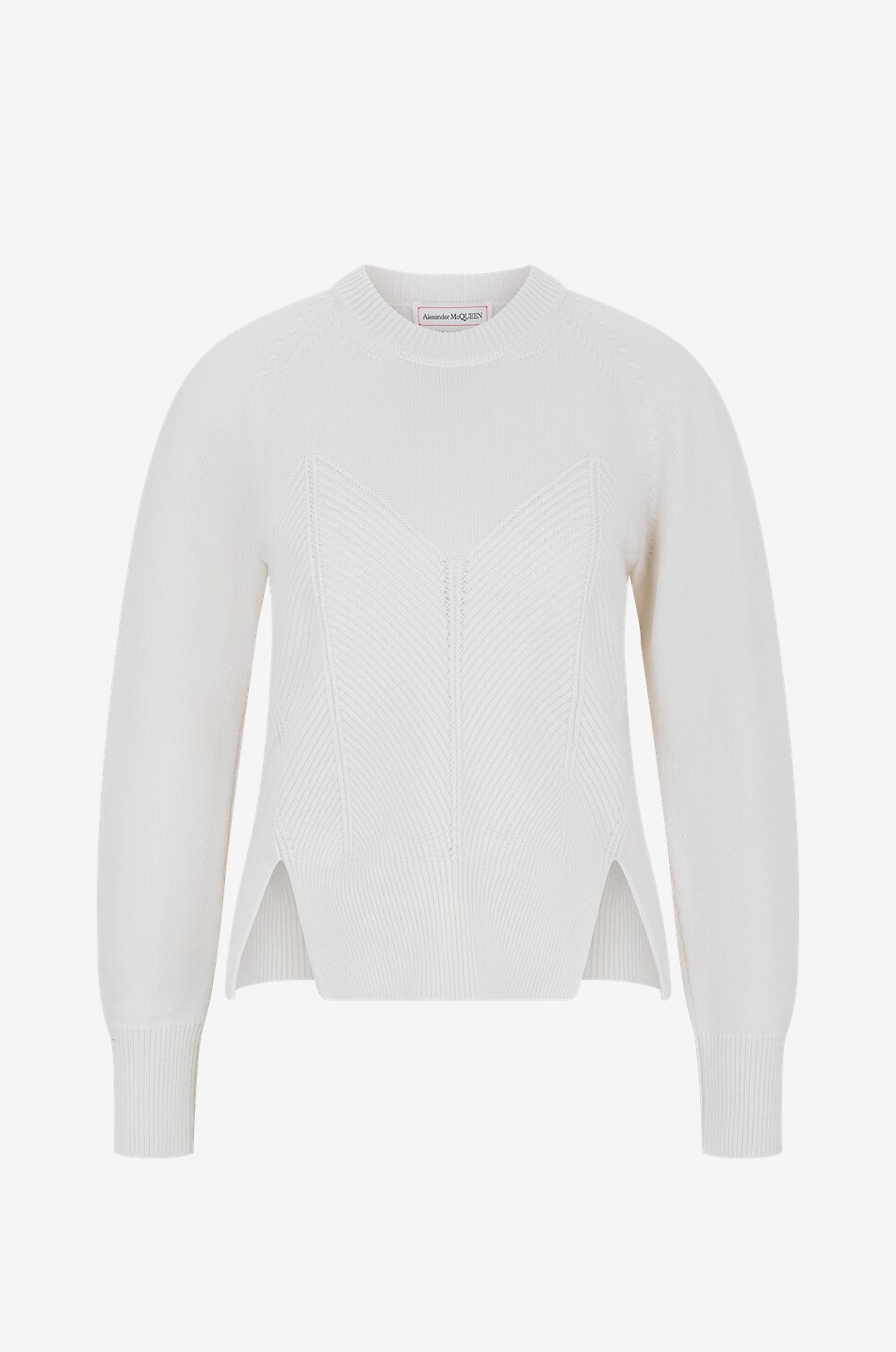 ALEXANDER McQUEEN Pull en laine et cachemire corset Femme BLANC 1