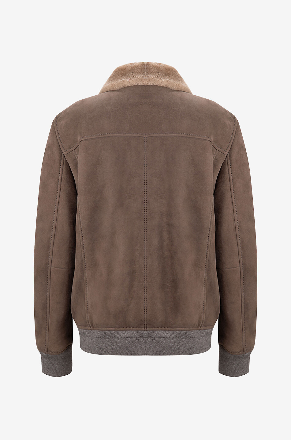 Shearling and suede bomber jacket