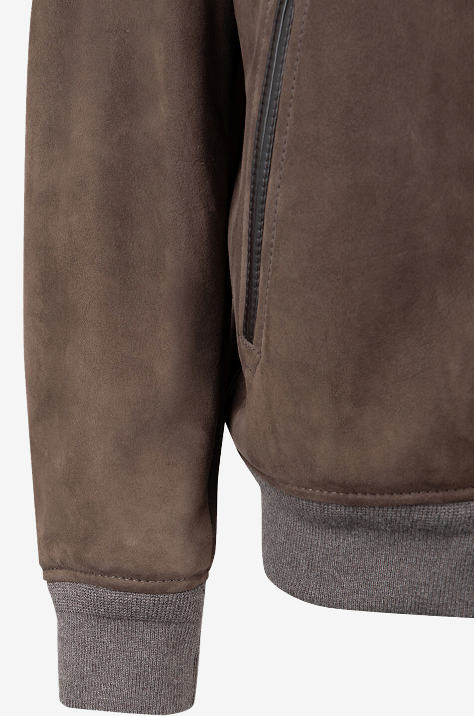 Shearling and suede bomber jacket