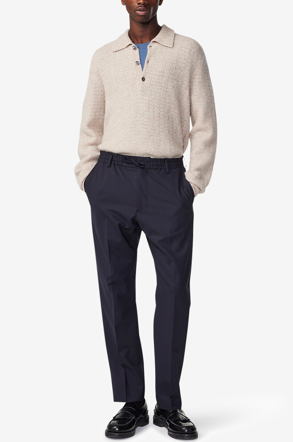 NN07 Billie wool blend trousers with waistband tucks Men DARK BLUE 4