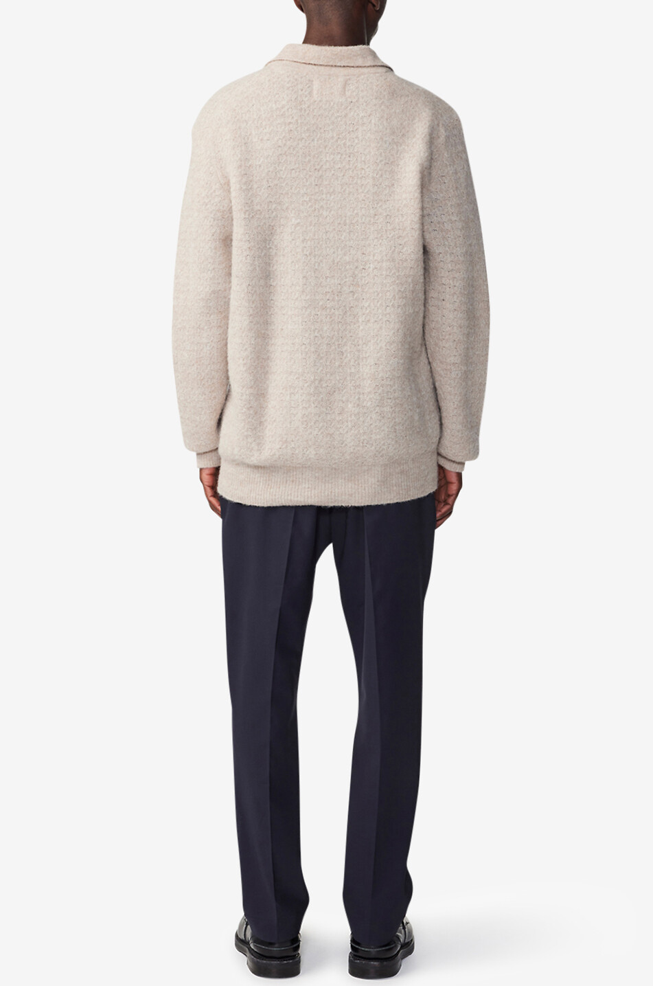 Alpaka-Mix-Polo-Pullover mit Strickmuster Alfie