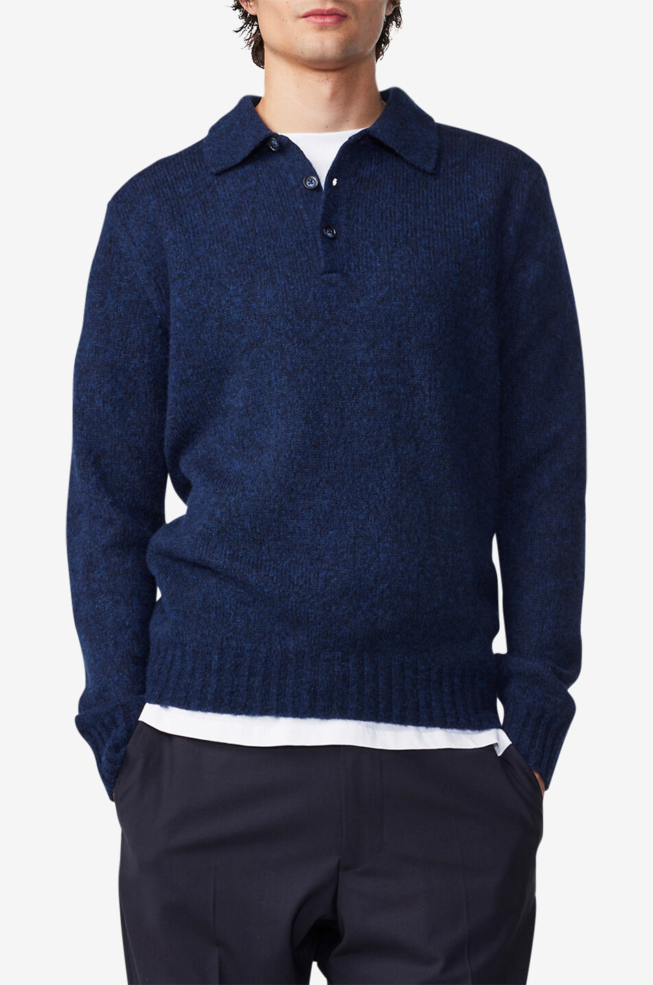 Langarm-Polopullover aus Merinowolle Lee