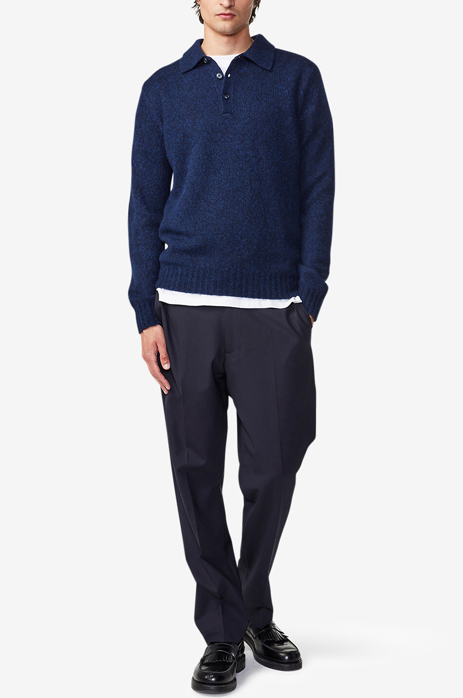 Langarm-Polopullover aus Merinowolle Lee