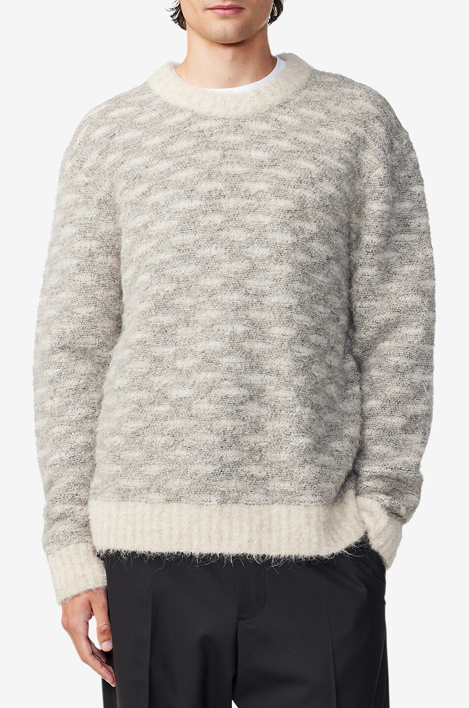 NN07 Pull jacquard en laine alpaga Zackarias Homme GRIS 2
