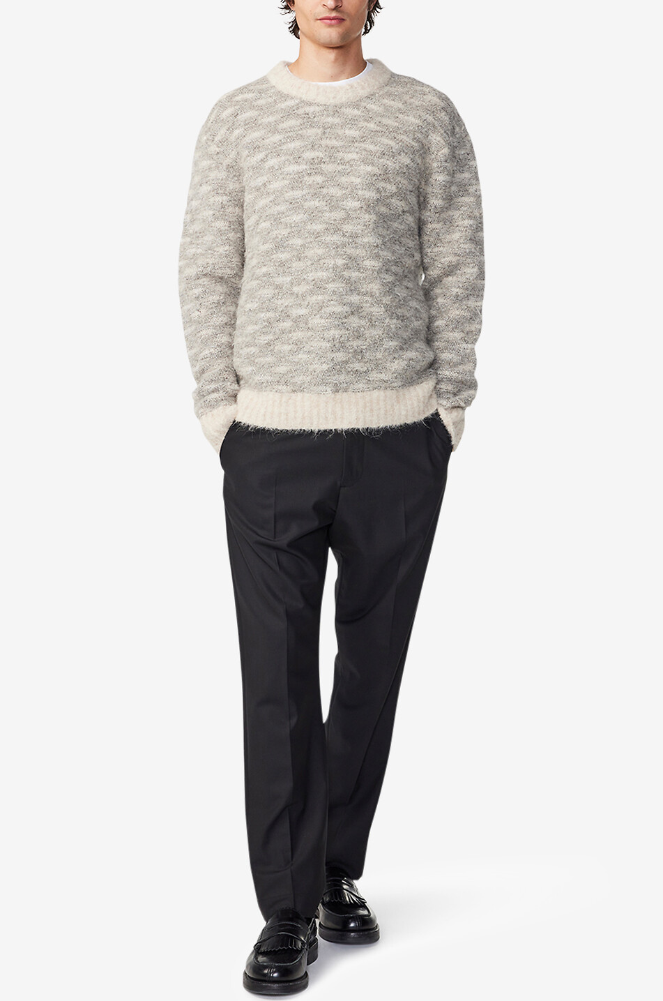 NN07 Pull jacquard en laine alpaga Zackarias Homme GRIS 3