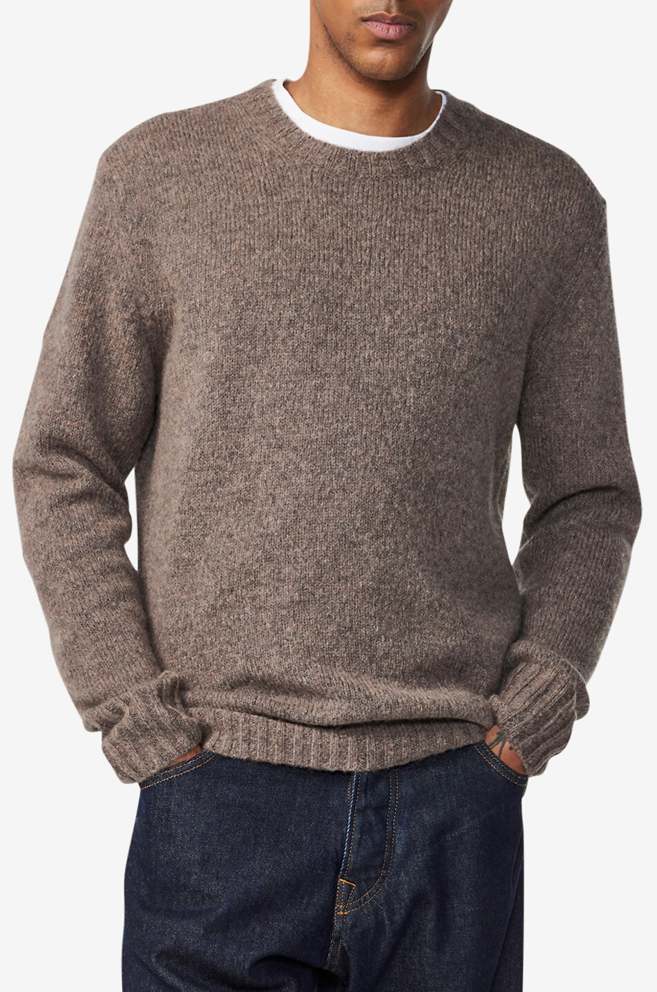 NN07 Fabian Cable Knit Wool Crewneck Sweater Canela Brown store XL