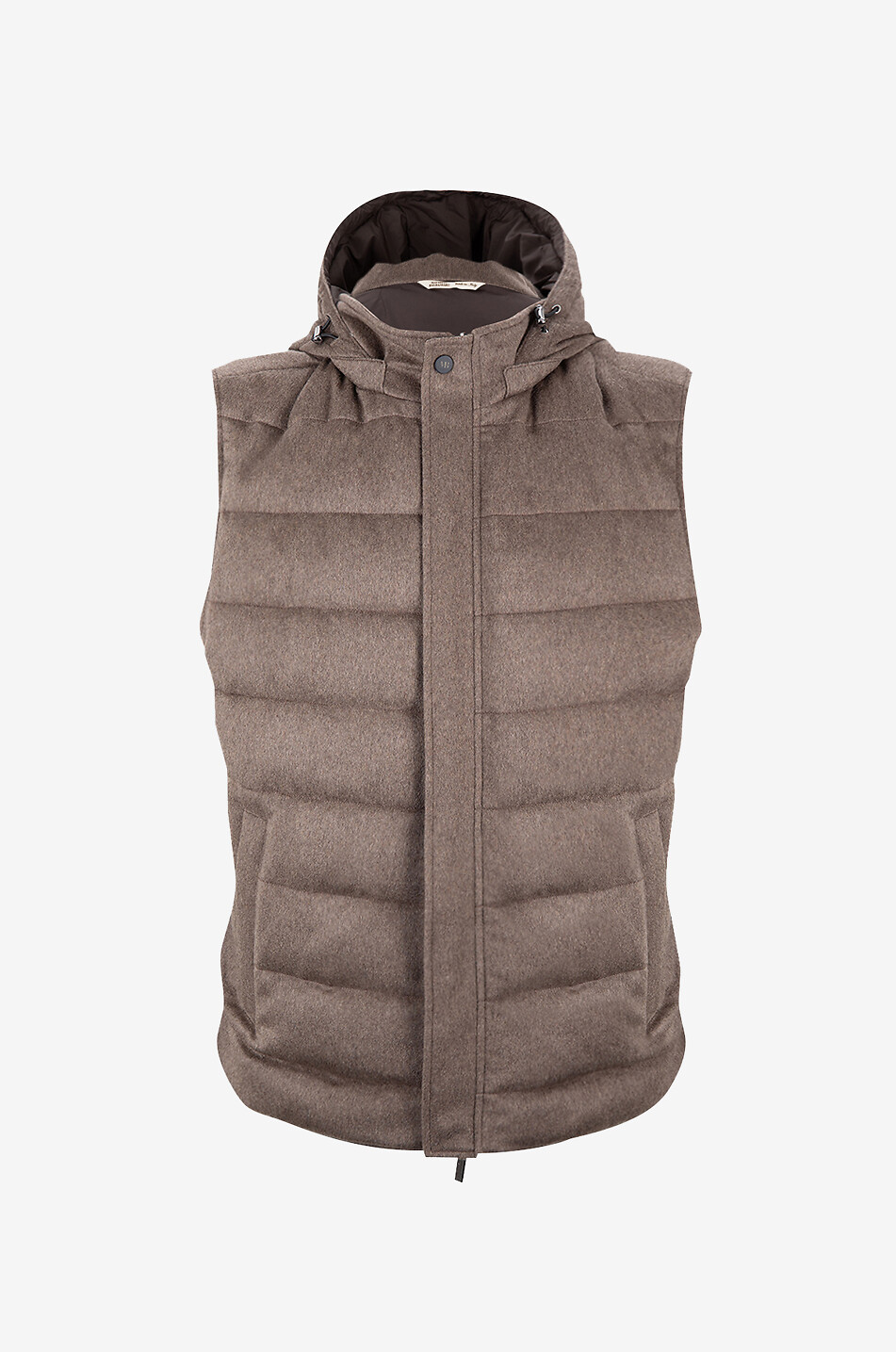 MAURIZIO BALDASSARI Cashmere hooded sleeveless down jacket Men BROWN 1