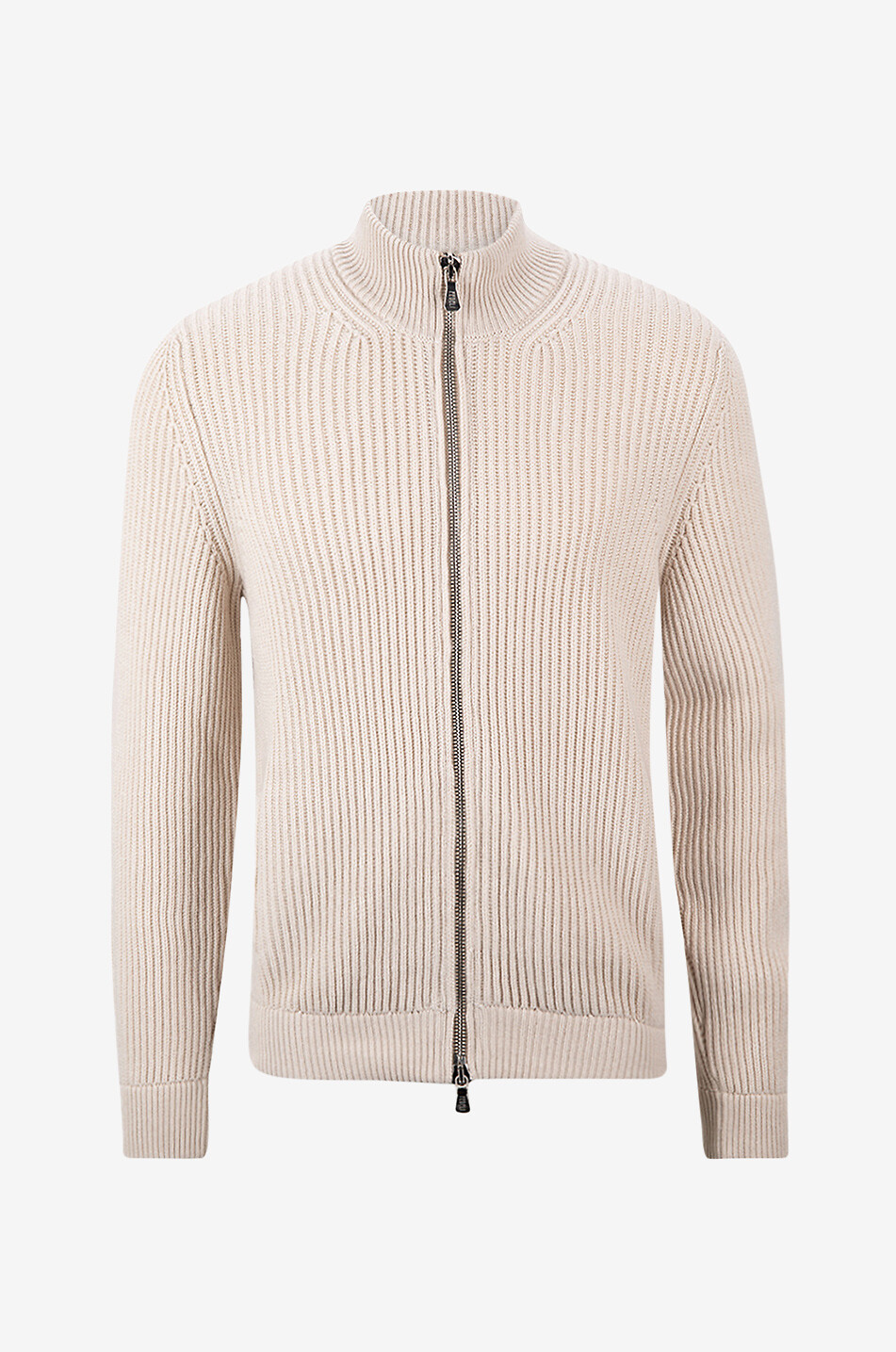 Cardigan zippé à col montant en cachemire Sand Open
