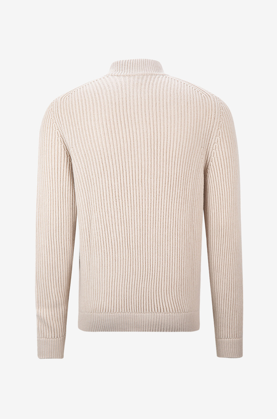 Sand Open cashmere full-zip cardigan with stand-up collar