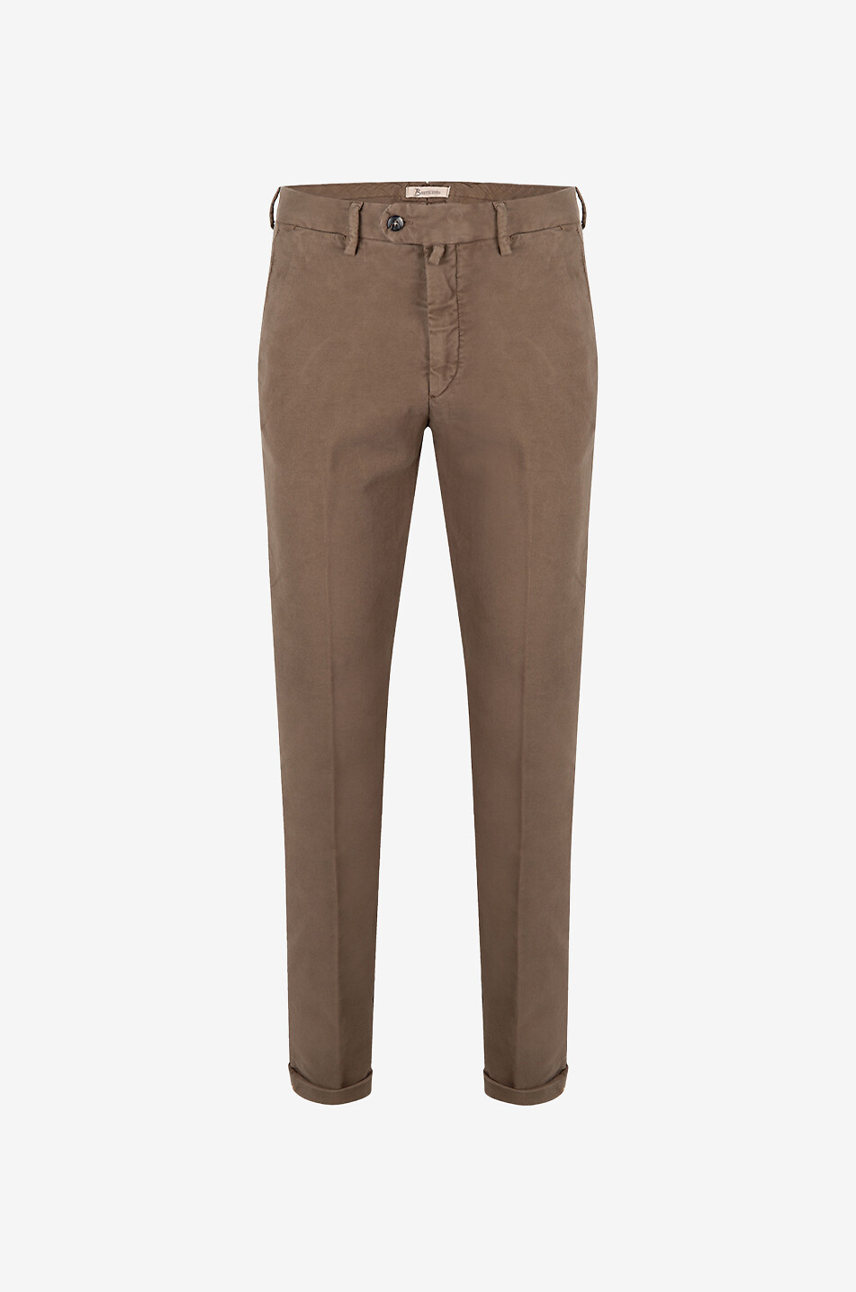 B SETTECENTO Cotton and cashmere slim fit chino trousers Men BROWN 1